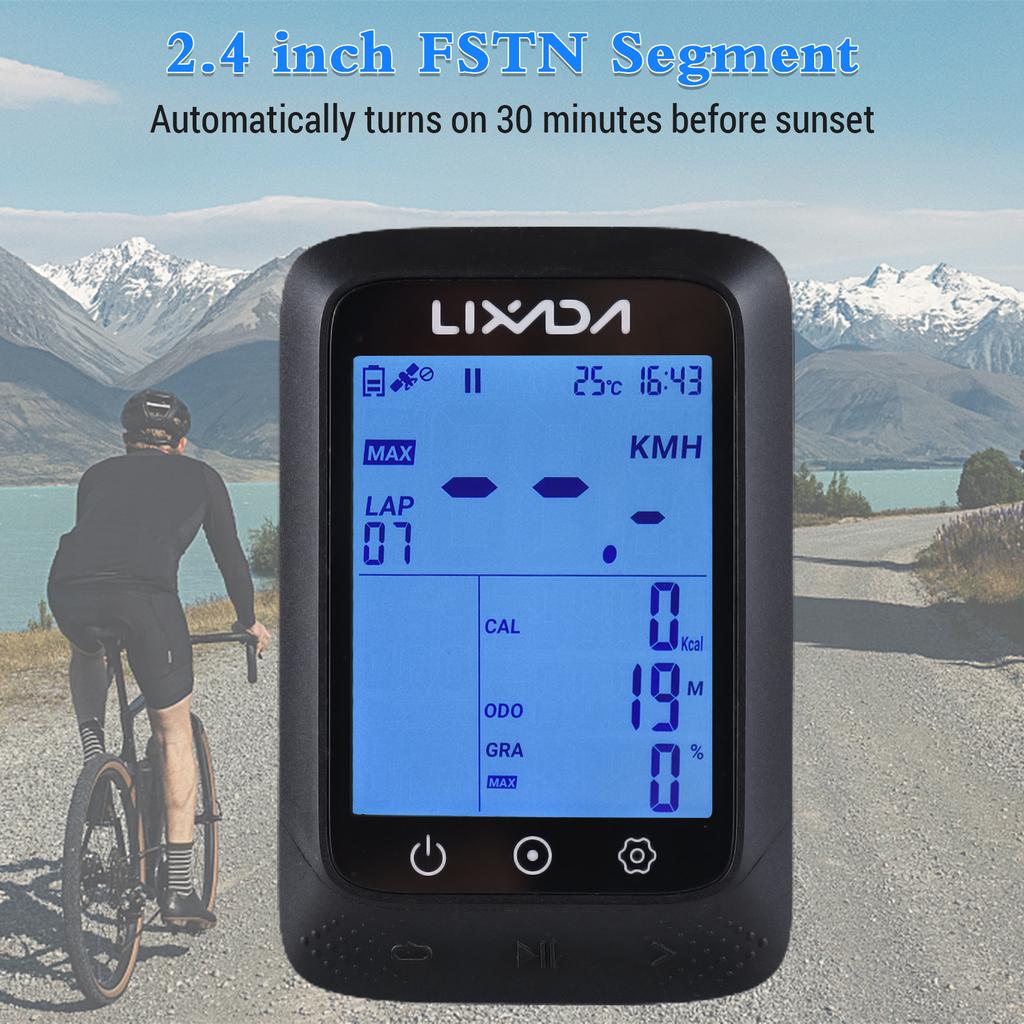 Bike Computer GPS Wireless Waterproof ANT+ Sensor and BT 2.3in Altitude Gradient Heart Rate