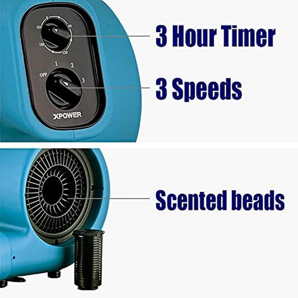 Fragrant breeze Floor Blower XPOWER Timer Air mover Blue Durable & Premium P-250T Grapefruit Scent Beads Air deodorization