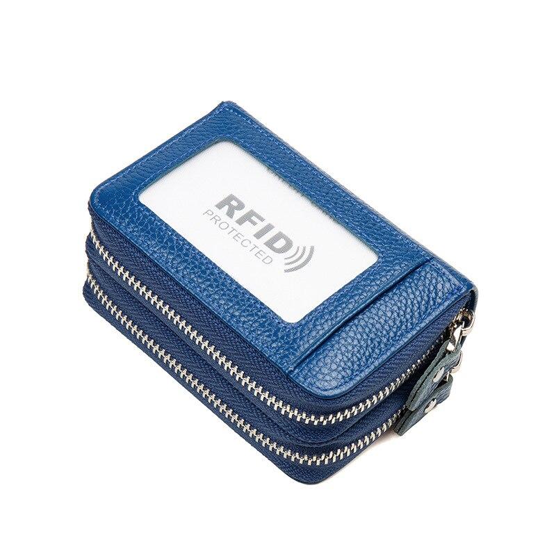 RFID-блокировка модный женский держатель для карт из натуральной кожи с двойной молнией большой емкости женский кошелек-кошелек