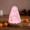 Halloween Ghost Figurine Cute Pink Ghost Holding Moon Statue Resin