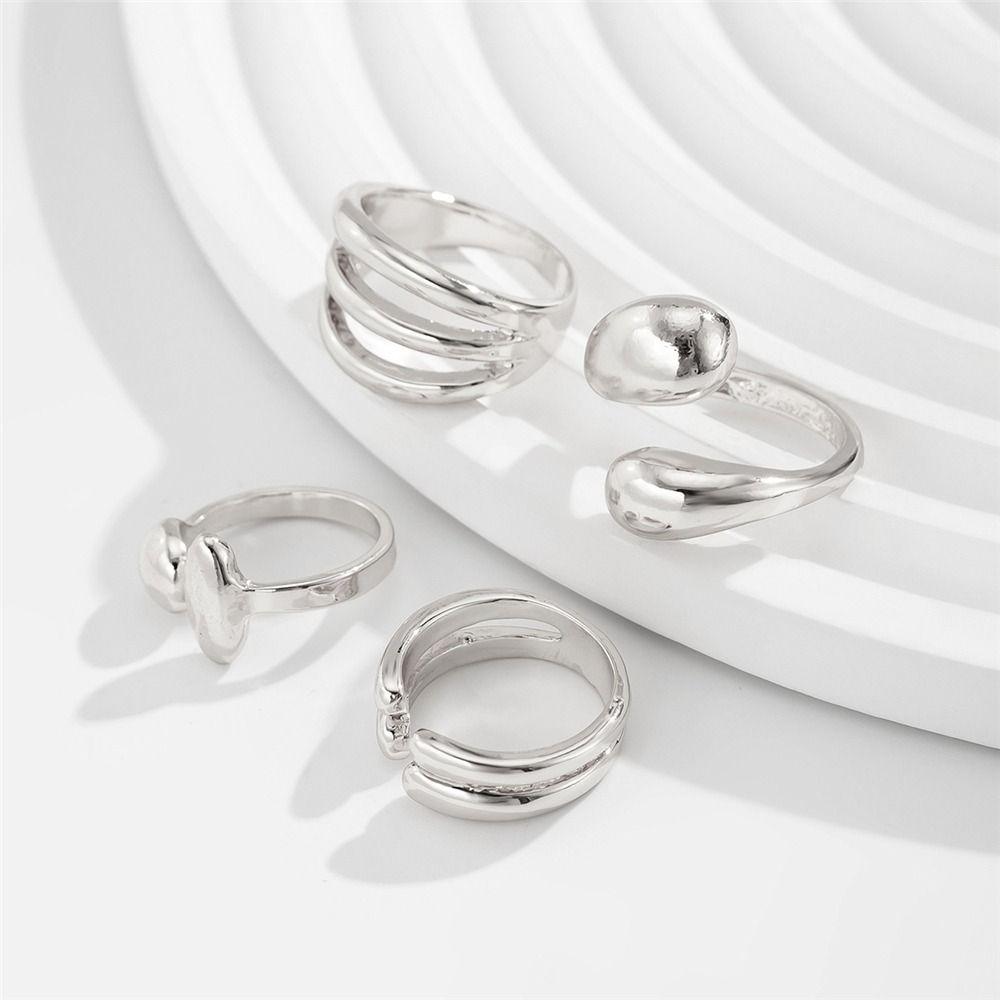 Набор из 4 штабелируемых геометрических колец, кольца на фаланги в форме объятий, модные кольца на пальцы, женские украшения