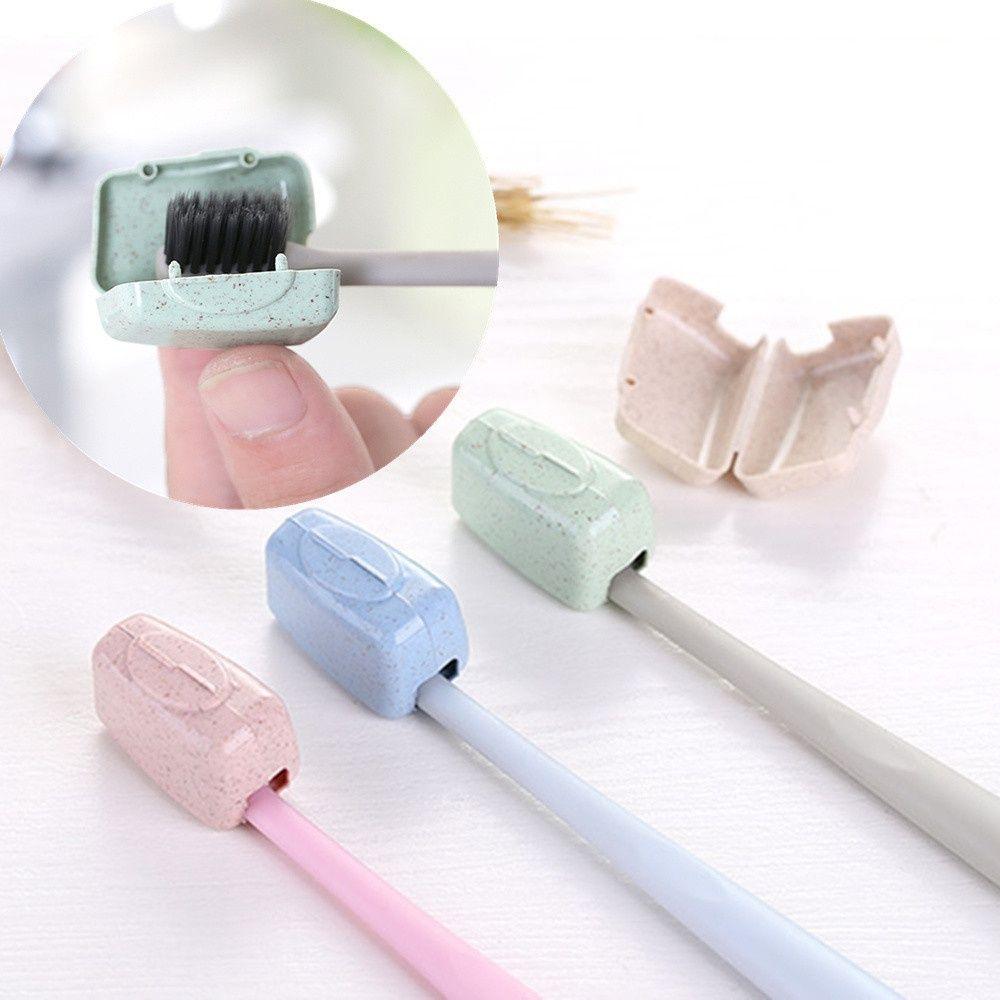 Dustproof Portable Health Cleaner Wheat Straw Travel Toothbrush Head Cover 4PCs Protective Case