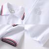 Boys' White Short-Sleeve Polo Shirt, Elementary School Uniform, Turn-Down Collar, Girls' Graduation Class T-Shirt