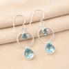 Натуральный камень Небесно-голубой Топаз Ювелирные изделия из серебра 925 пробы Серьги-подвески 2,0" EE-140-14