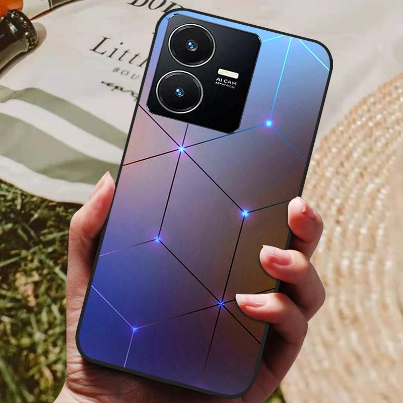 Для чехла Vivo Y22 Y22s 2022 Модный расписной черный силиконовый мягкий чехол на заднюю панель Для чехла для телефона Vivo Y22s VivoY22 Y 22 Y22 s 4G Coque