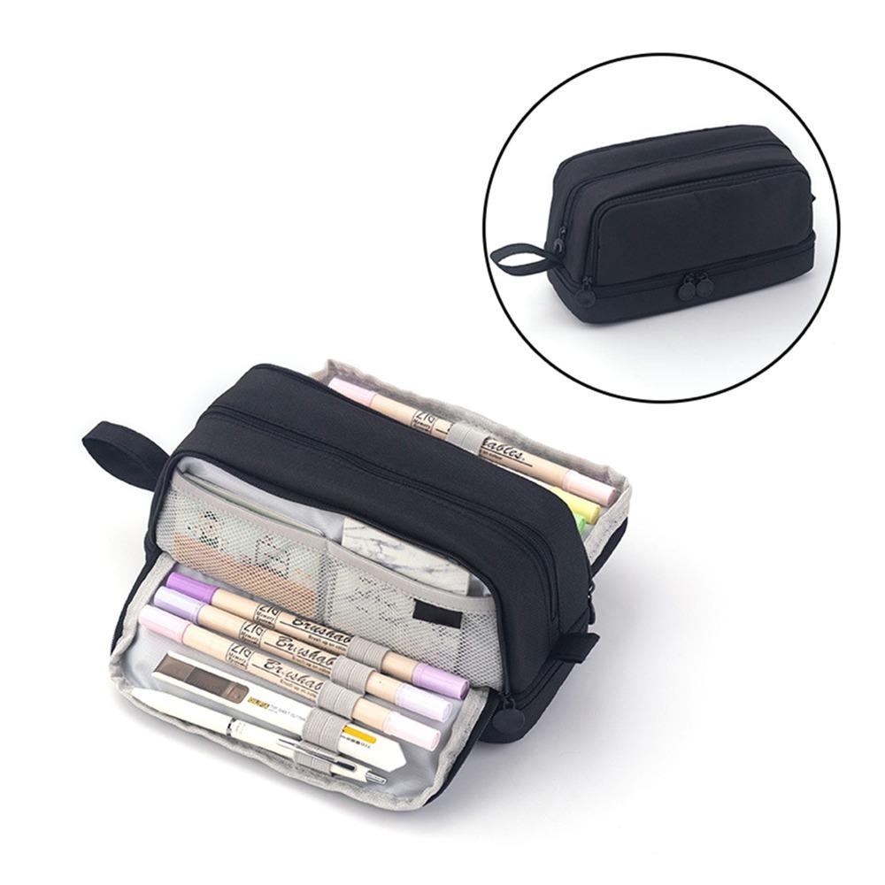 Large Capacity Pencil Case Zipper Pocket Storage Organizer Portable Pen Bag  Stationery Storage