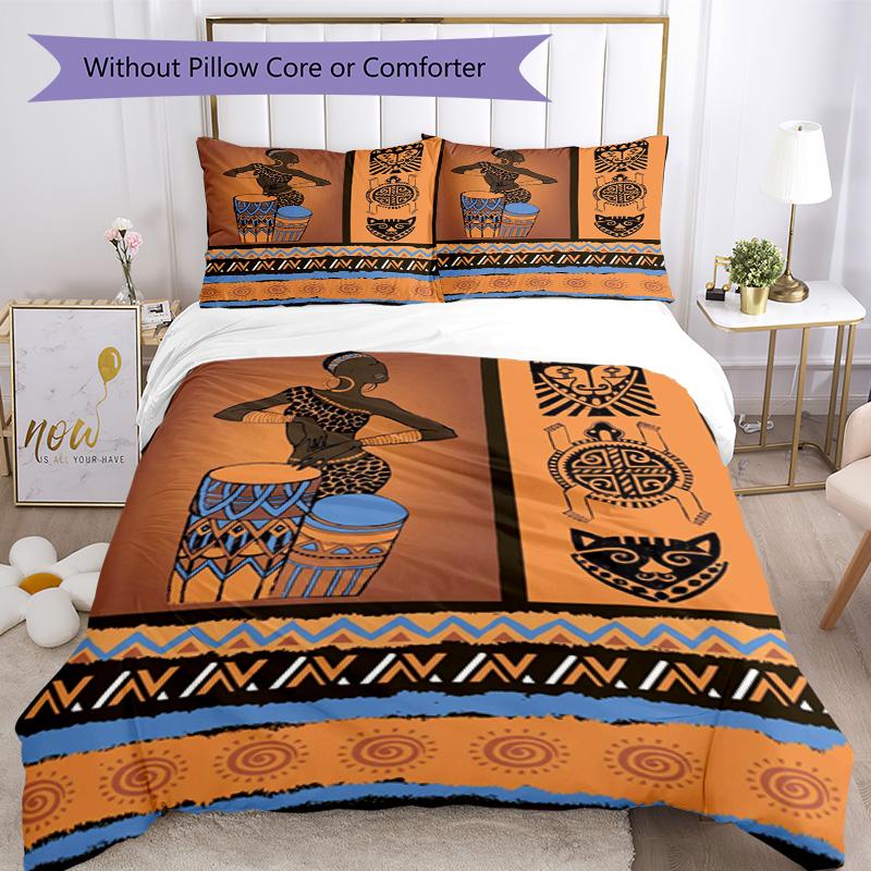 African Style Bedding Set Breathable Duvet Cover with Pillowcases Decorative Bed Linen for Bedroom Home Decoration Birthday Gift