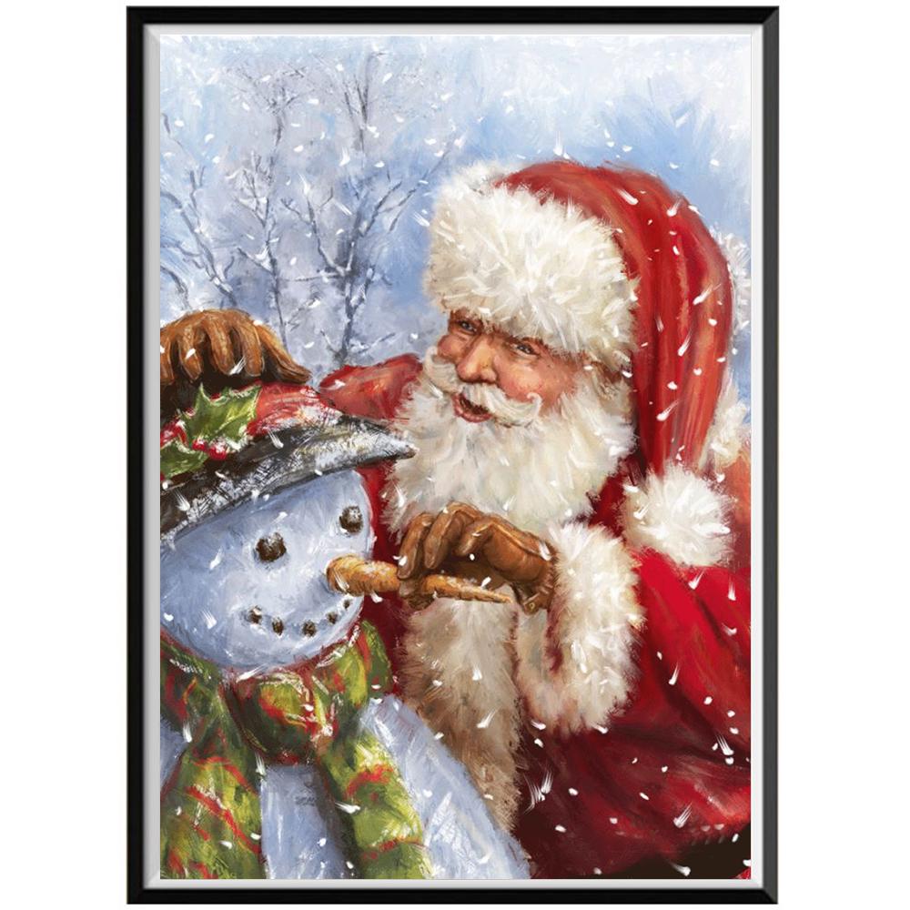 Christmas Diy Diamond Painting Full Diamond Santa Claus Round Diamond Embroidery 5D Snowman House Cross Stitch Home Decoration