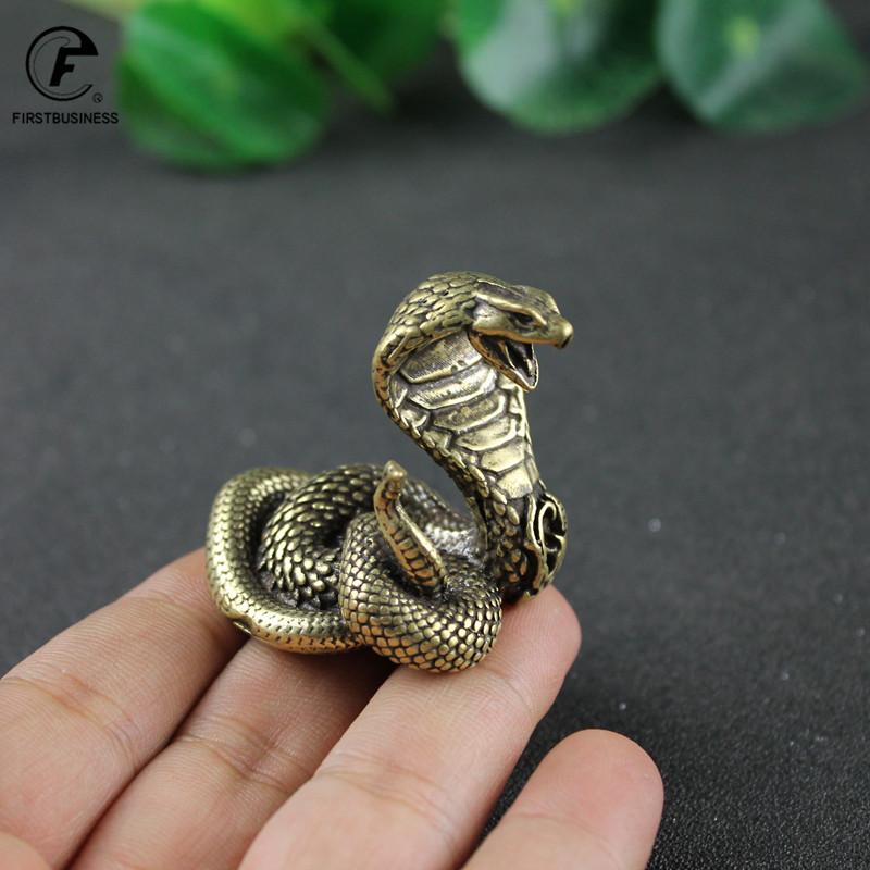 Antique Bronze Cobra Statue Ornament Zodiac Snake Miniature Figurines Copper Desktop Decoration Tea Pets Decor Accessories Craft
