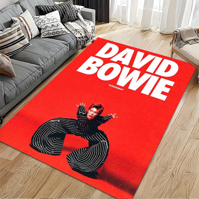 Red Carpet with David Bowie Design suitable as a non-slip mat for the living room or bedroom sofa