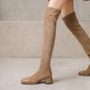 Корейская версия новых замшевых ботфортов однотонные с круглым носком на квадратном каблуке ботинки-чулки из кожи осень и зима удобная резиновая подошва Mar
