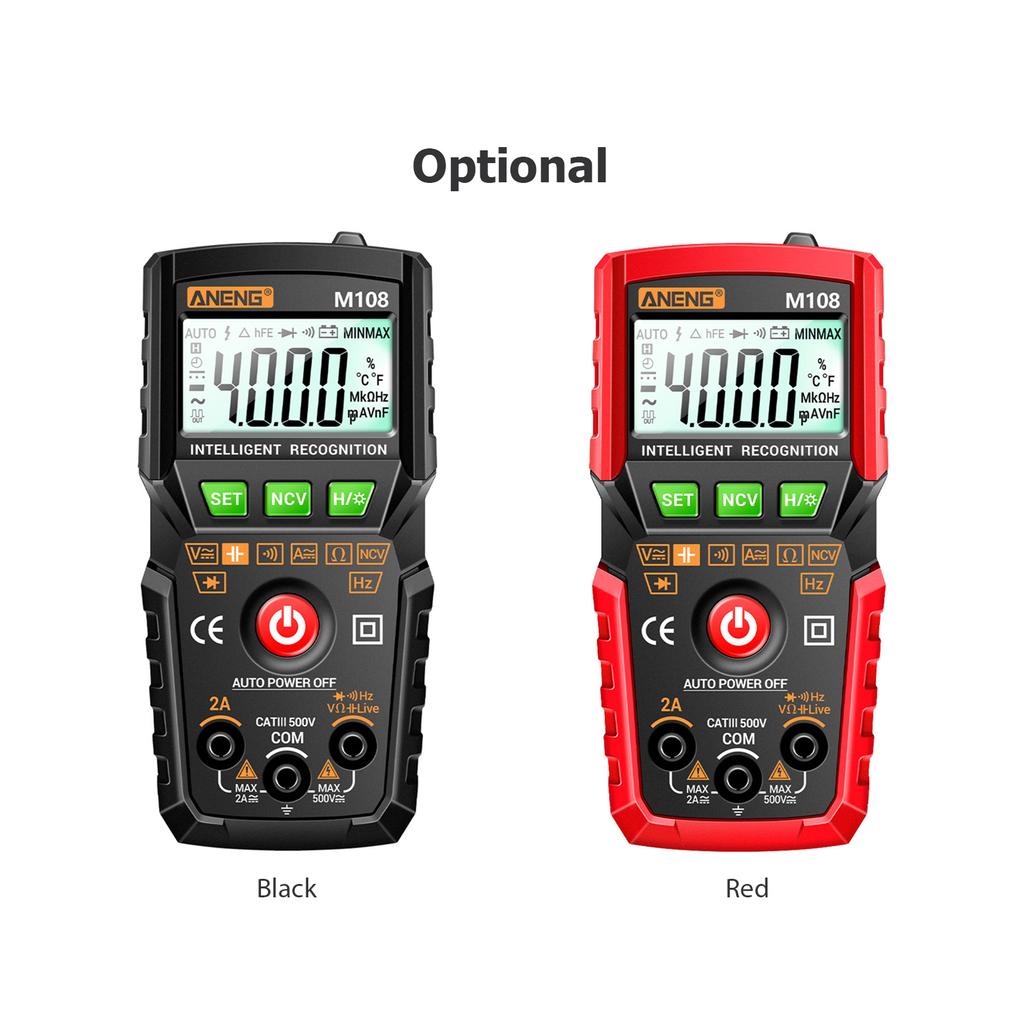 ANENG M108 Интеллектуальный цифровой мультиметр с автоматическим диапазоном 4000 отсчетов, универсальный портативный измеритель NCV