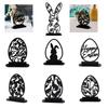 Easter Acrylic Rabbit Ornaments Stand Up Plaques Sign Cute Bunny Egg Decoration Figurines Spring Home Decor Kids Gift