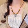 Retro Chinese Tassel Necklace: Unique Ethnic Style Women's High-End Clavicle Chain.