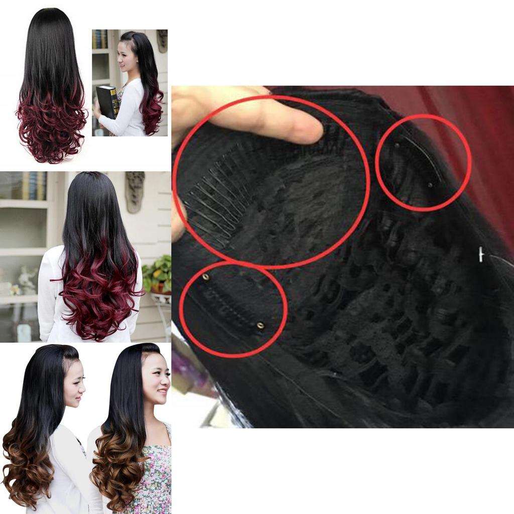 Женские длинные кудрявые волнистые полупарики термостойкие градиентного цвета премиального салонного стиля