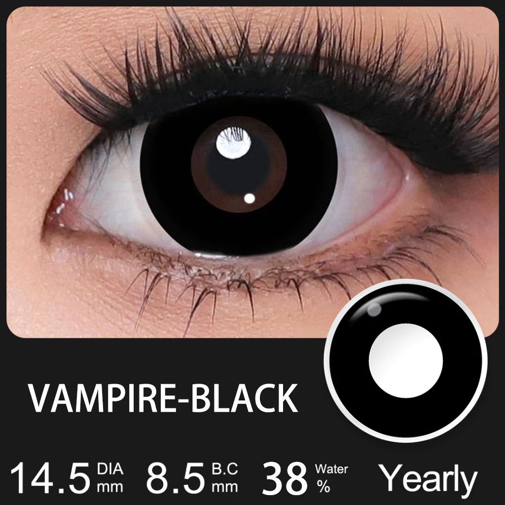 FUNSACHY Cosplay Black White Contact Lenses for Eyes 1Pair Colored Anime Lens Eye Makeup Pupil Halloween Women Men's Accessories