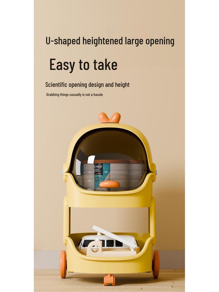 Cartoon Trolley: Movable Multilayer Storage Rack for Snacks, Drinks, and Toys