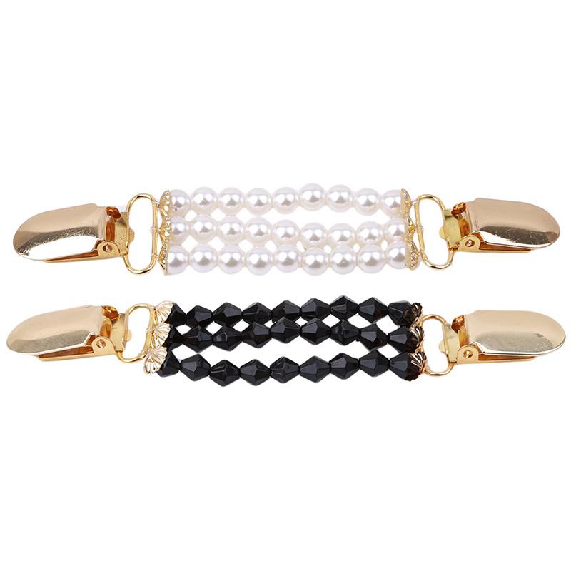 Женская мода бисерный свитер шаль клипсы кардиган воротник утиный рот позолоченный металлический держатель клипсы