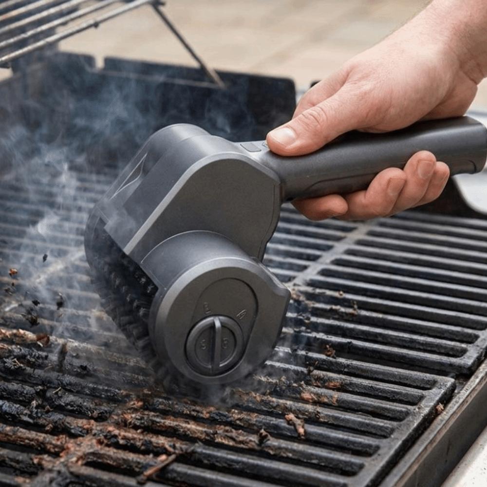 with LED Light Cordless BBQ Grill Brush Rechargeable BBQ Rotating Brush Barbecue