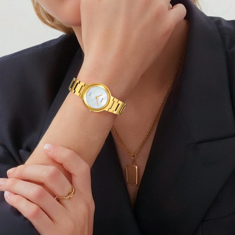 Seiko Серия Essentials 30 метров водонепроницаемые Кварцевые Стальной ремешок 27,5 мм женские часы перламутровый циферблат SUP386