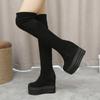 Fashion Shoes for Women Wedge Heel Sock Thigh High Above Over The Knee Very Elastic Ladies Boots Black Footwear Sale Gyaru New In Gothic