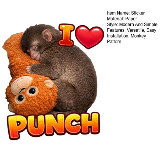 Защитные наклейки 'Punch The Monkey' для автомобиля, ноутбука. Милая обезьянка, держащая плюшевую игрушку. Виниловые наклейки. Легко наклеивать/снимать. Веселый декор для детской комнаты