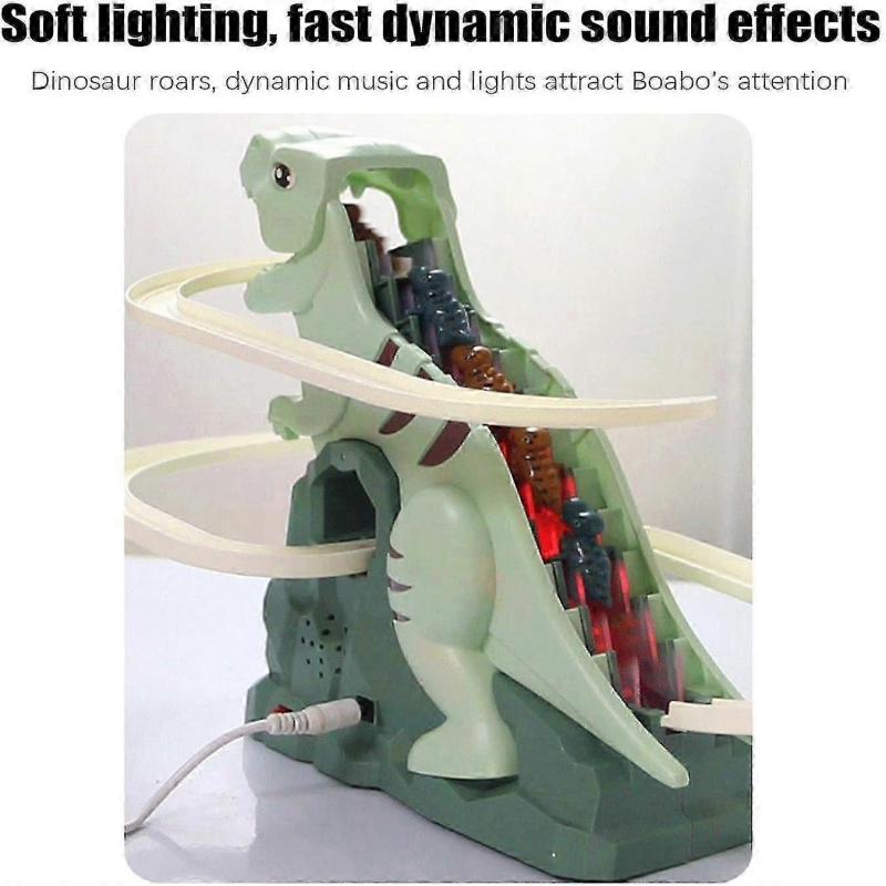 Dinosaur Climbing Slide Toy, Stair Climbing Dinosaur/Ducks, Small Dinosaur Climb Stairs Toy Roller Coaster Toy with Light and Music Toy-Good
