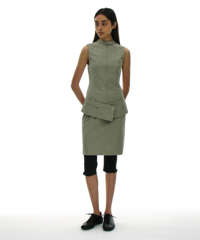 Partimento Woman Minimal Belted Dress_Light Khaki