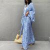 Long Robe Strapless Skin-friendly Blue Vintage Oversize Leopard Pattern Cardigan Shopping