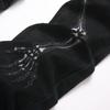 Black High Street Youth Skinny Fit Flared Jeans With Skull Embroidery Patch Slim Leg Denim Pants Men