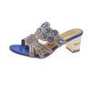 Fashion Summer Glitter Women Sandals Fashion Outdoor Peep Toe Casual Beach Slippers Thick Heel Slip On Rhinestone Woman Sandals Size 42
