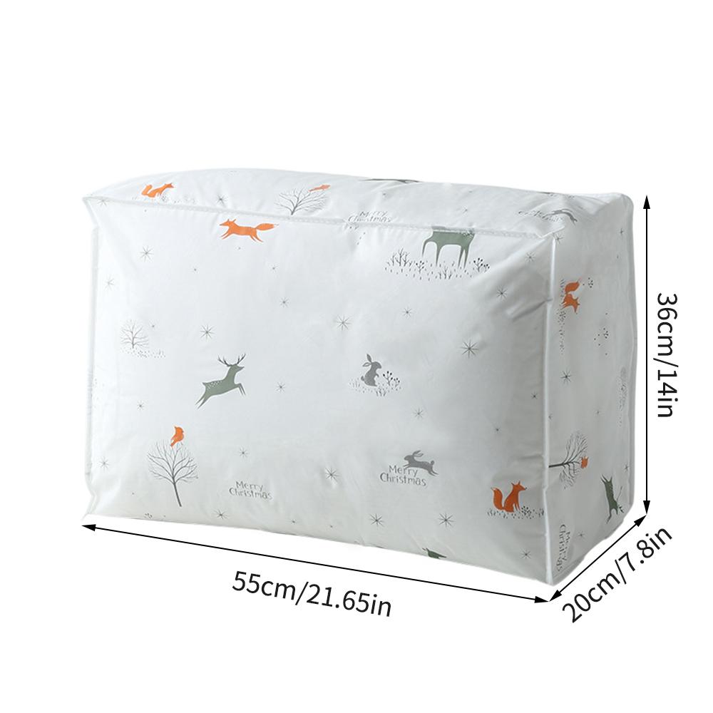 Peva Printed Waterproof And Dust-Proof Quilt Storage Bag Oranizer Collapsible Easy To Arrange Blankets, Clothes, Bedding