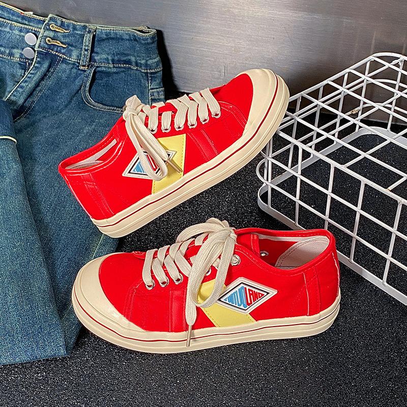 Дофаминовое сочетание цветов, платформа, парусиновые туфли, женские, 2025, новая мода, универсальные, удобные, дышащие, спортивные и повседневные туфли