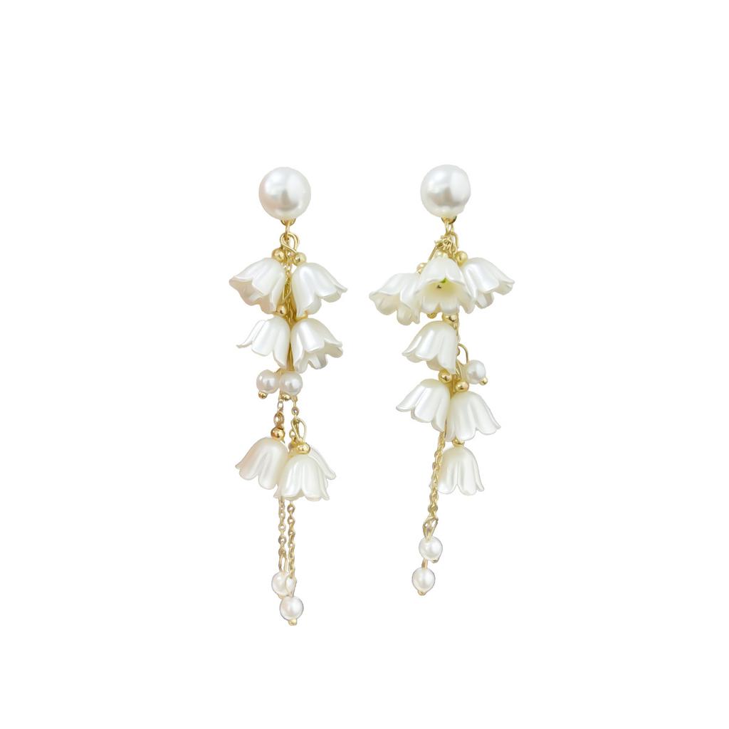 Корейские нишевые милые и элегантные цветочные серьги женские высокого класса дизайн длинные бахромчатые серьги-гвоздики