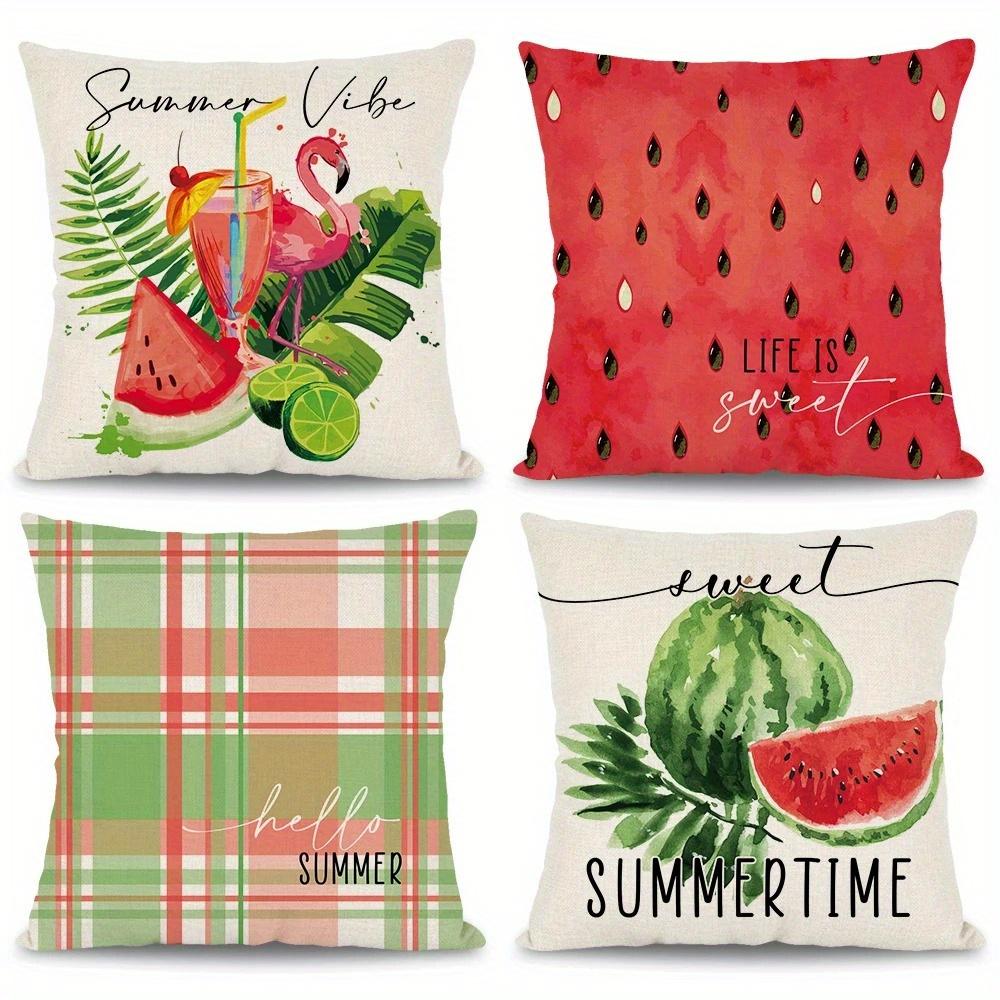 Home Decor Summer Vibes And Watermelon Sweetness Pattern Cushion Cover Suitable For Sofa Bedroom Car Pillow Cover