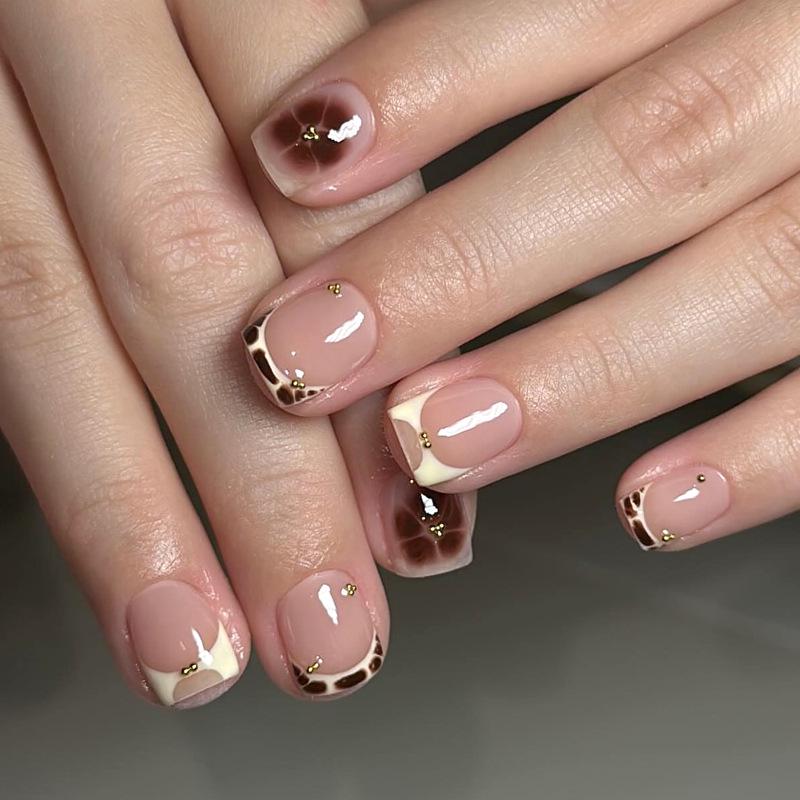 Европейские и американские градиентные персиковые балетные типсы для коротких ногтей