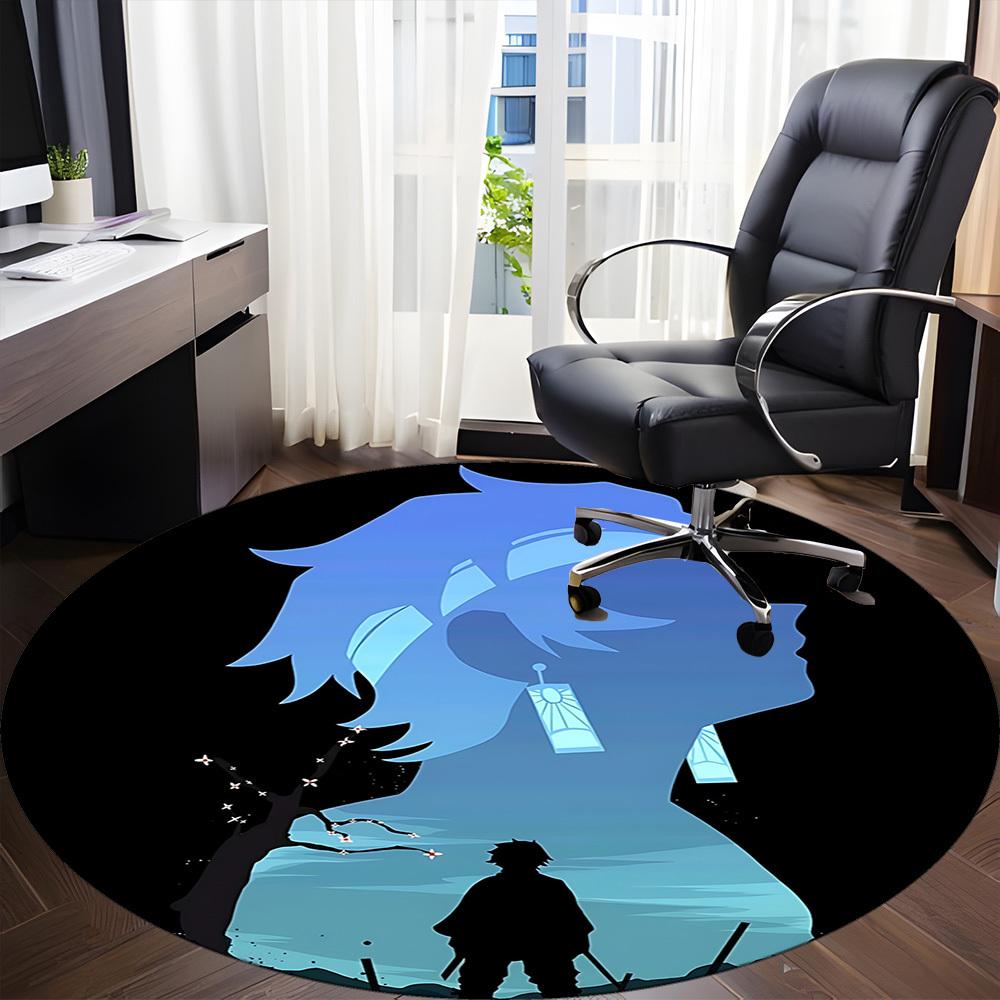 1PC Anime Profile Office Round Rug, Non-slip, Soft and Durable Office Rug for Interior Decoration, Perfect for Office, Beautiful Decoration