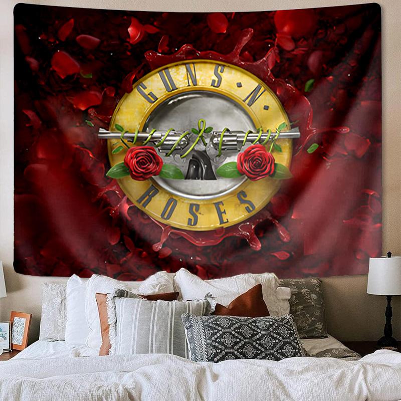 Gun Music Band Printed Tapestry, Unique Design Tapestry, Wall Decor for Bedroom,Livingroom, Playroom,Heartwarming Fan Holiday Gifts