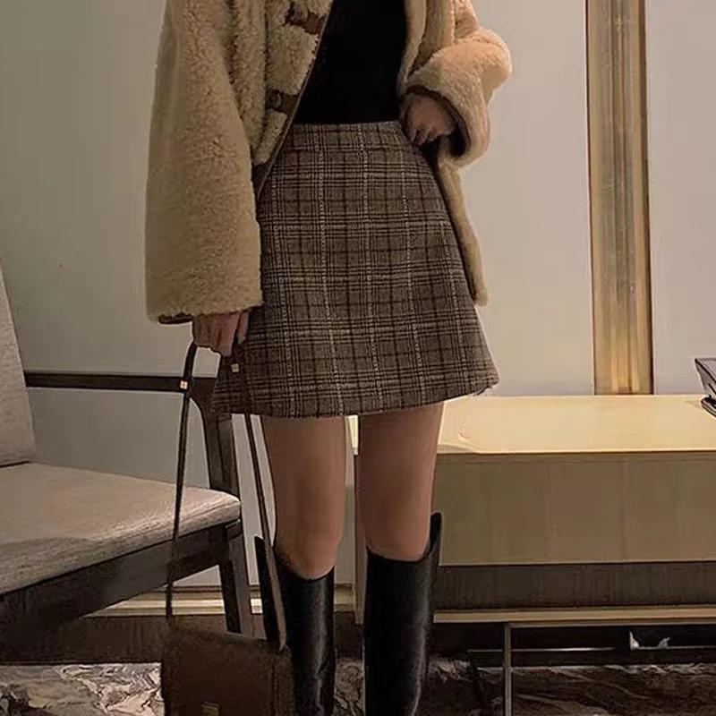 Skirts Women Plaid Slim Korean Style Casual All-match High Waisted Spring-autumn Comfortable Student Club Female Harajuku