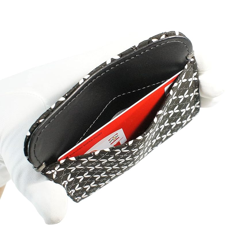 Indenya Inden coin purse deerskin Soyoka Cloisonné pattern Black background x black lacquer x white calico 8803