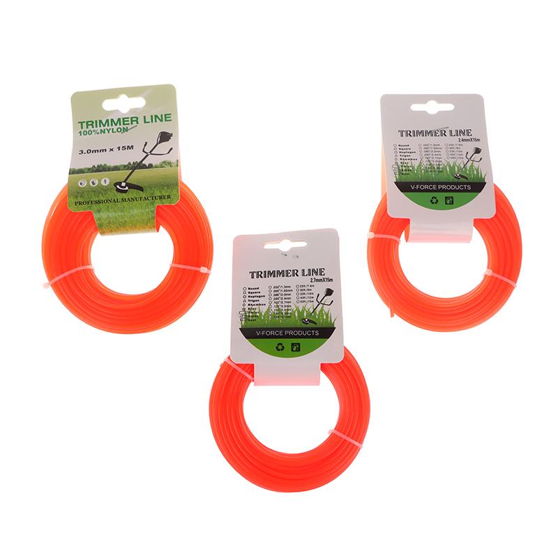 1 шт. 15 м*2,4 мм/2,7 мм/3 мм нейлоновый триммер для кошения травы веревка для кустореза