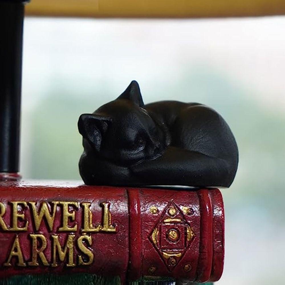 Semi-precious Stone Cat Statue Obsidian/Opal Sleeping Cat Statue Crystal Sleeping Cat Home