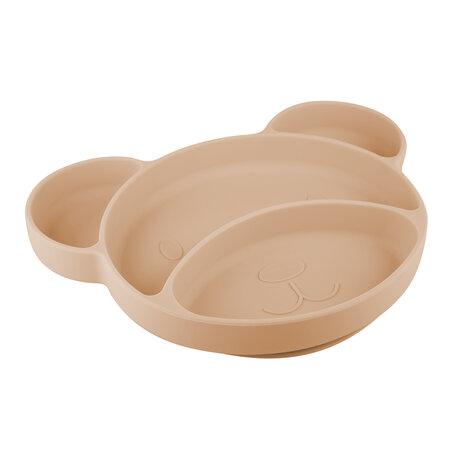 CANPOL 51/401 Silicone three-part plate with suction cup TEDDY BEAR beige