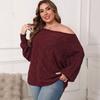 Women's Sexy One-length Off-shoulder Irregular Top Bat Sleeve Loose Pullover Sweater Women