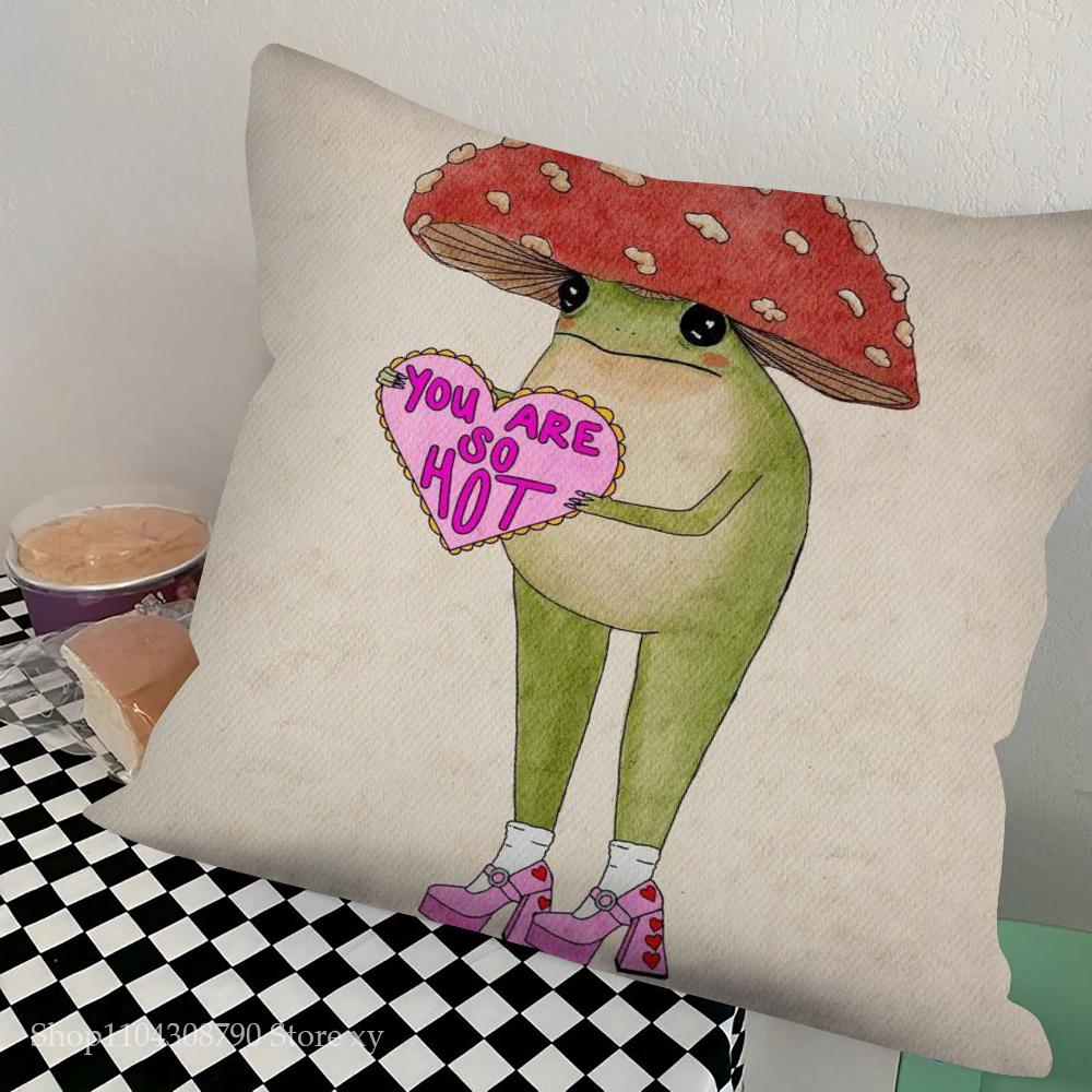 1 шт. Забавная наволочка в стиле ретро с изображением растений и грибов, квадратная, для спальни, дивана, отдыха, комфорта, автомобиля, гостиной, домашнего декора.