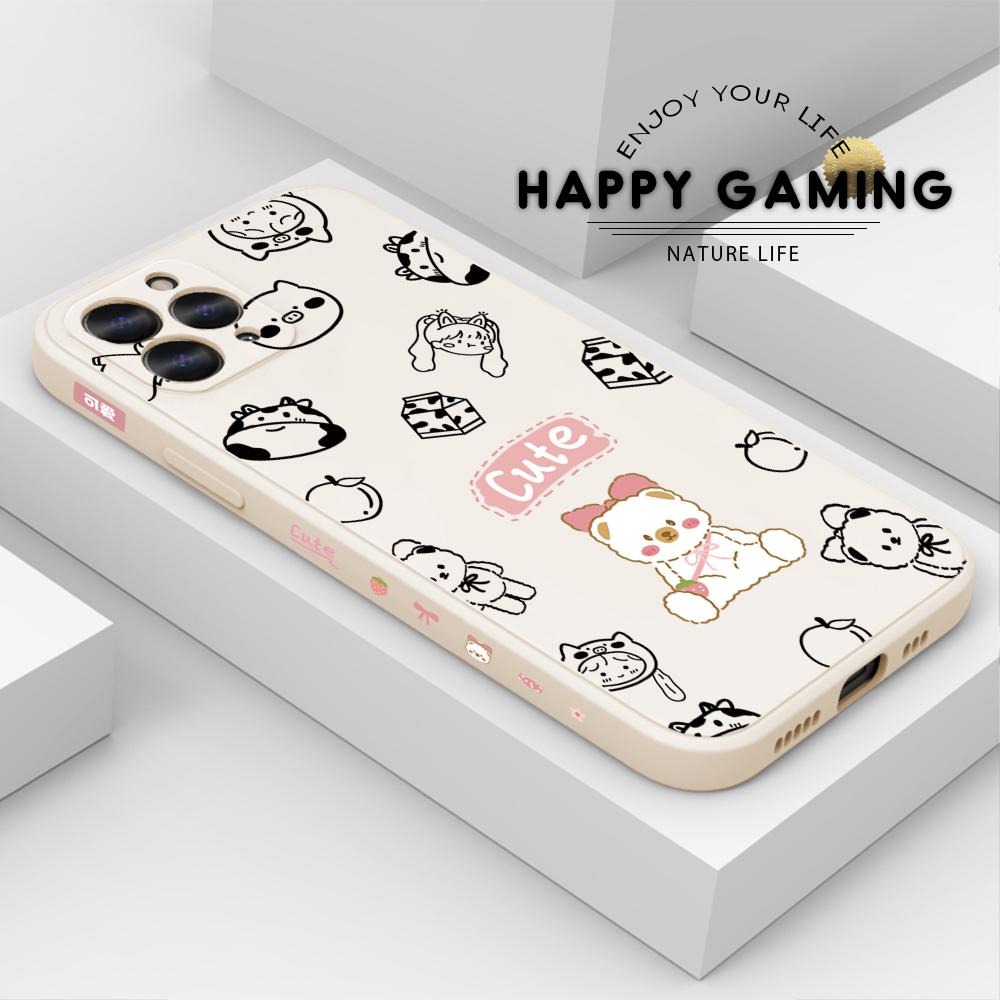 Чехол для телефона с мультяшным красочным узором и квадратным жидким силиконом TPU с полным покрытием для камеры, противоударный защитный чехол для OPPO Reno Realme