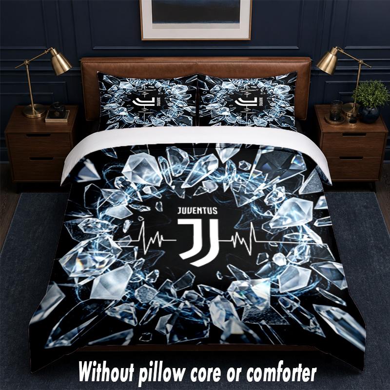 Juventus FC Design Bed Bedding Set 1 Duvet Cover + 2 Pillowcases Soft Breathable Household Bed Linens