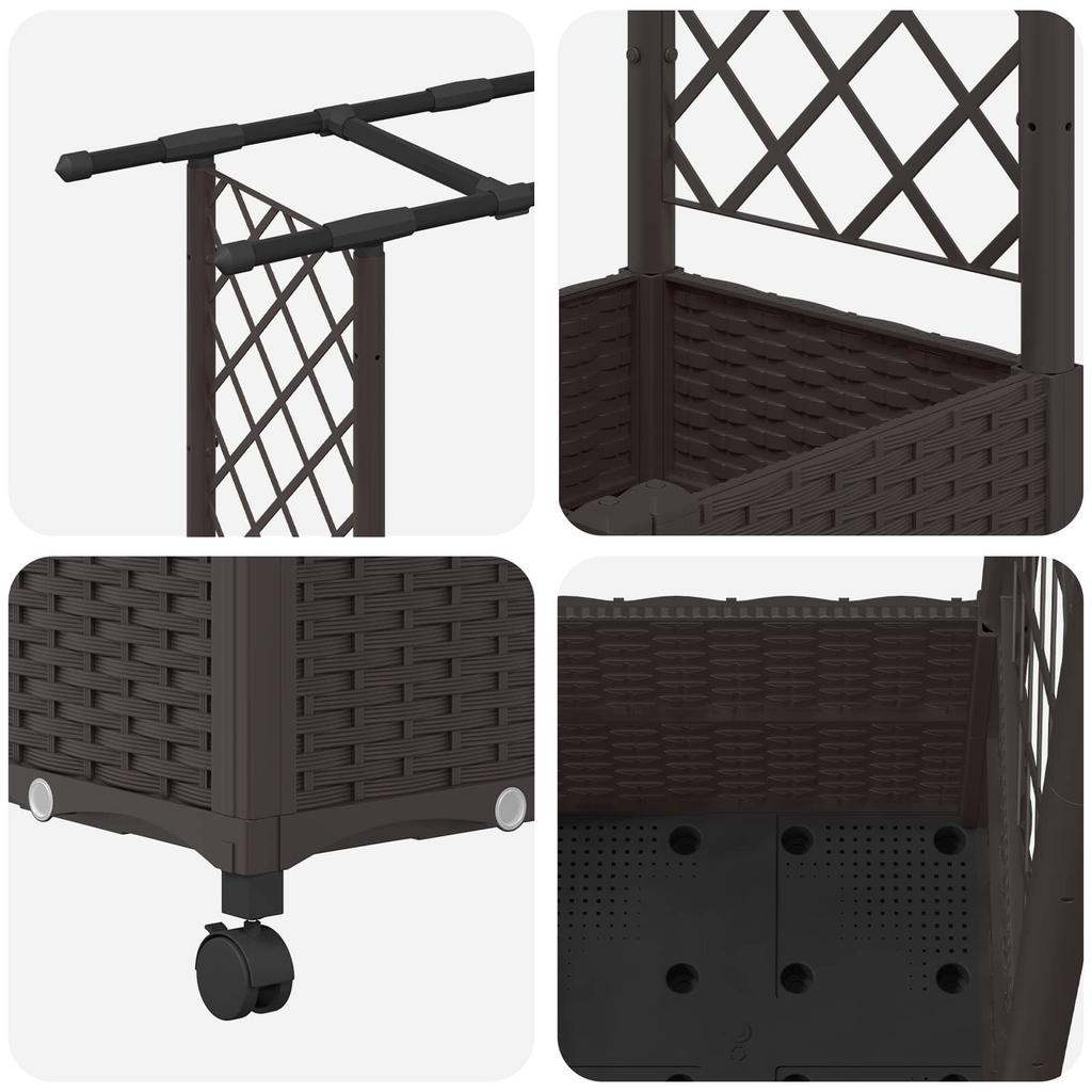 Raised Garden Bed with Trellis and Roof Brown 162.5 x 40 x 142 cm PP