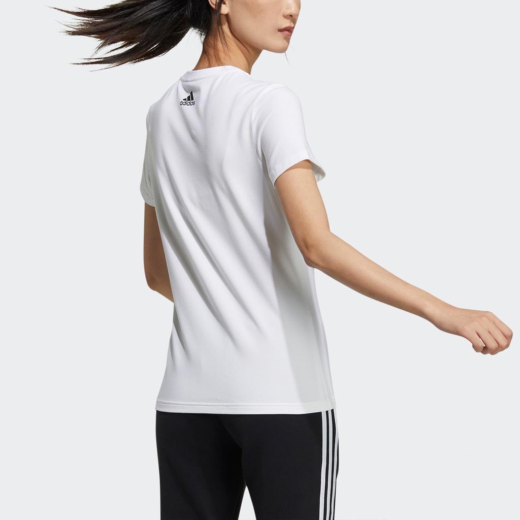 Adidas T Shirts Women's White Crew Neck Moderate Straight Fit GP0683