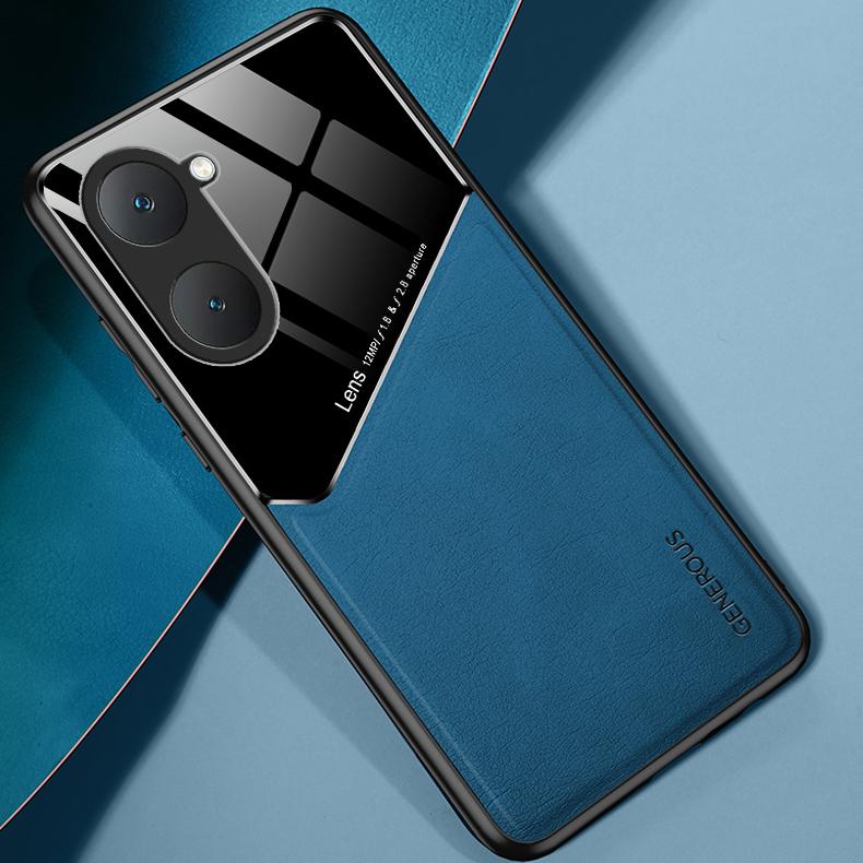 Leather Texture Case For VIVO Y03 Y17S Y27 5G Y16 Y36 Y35 Y77 Cover With Car Magnetic Suction Holder Coque Fundas Capa